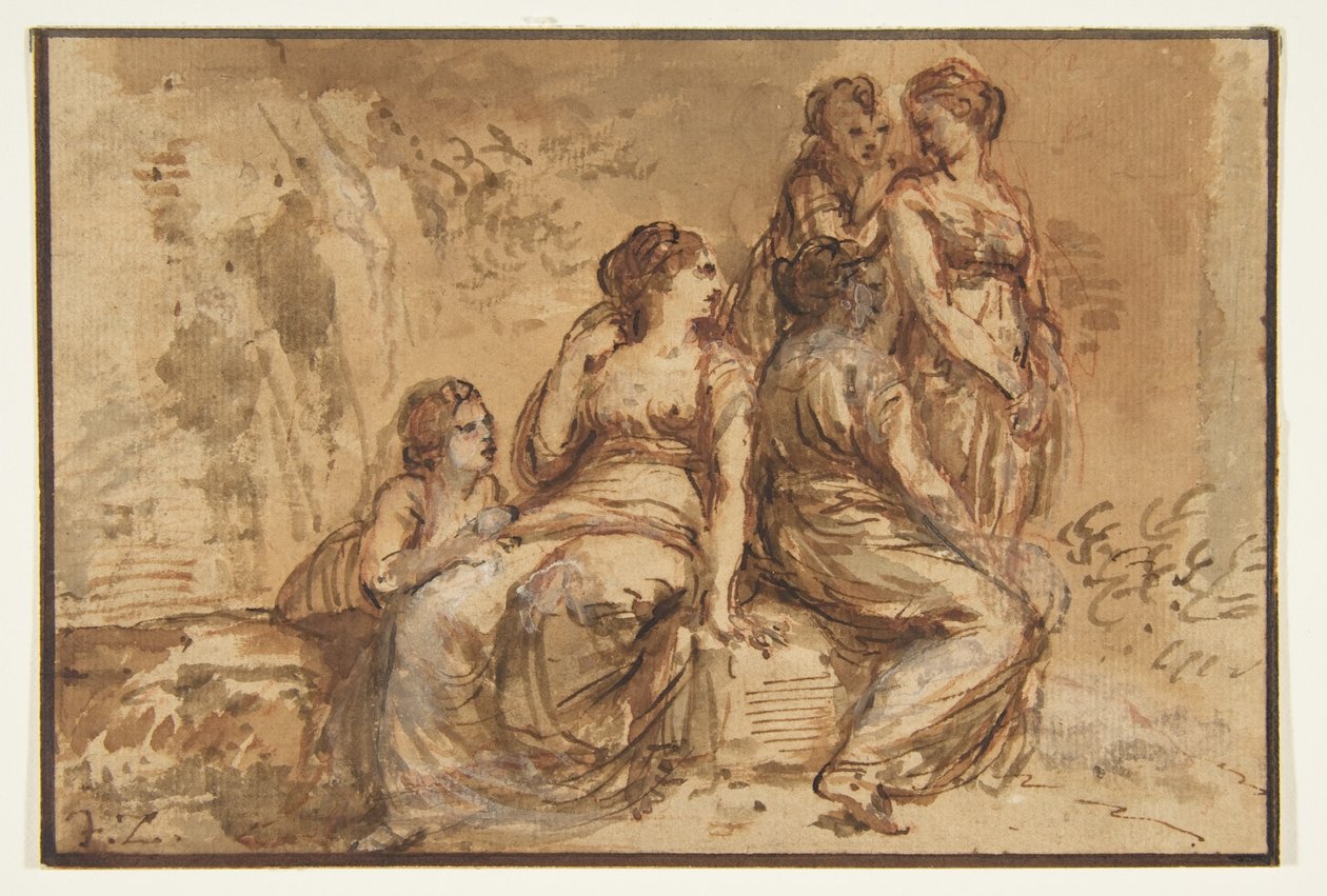 Fünf junge Frauen in einer Landschaft alkotó: Francesco Zuccarelli