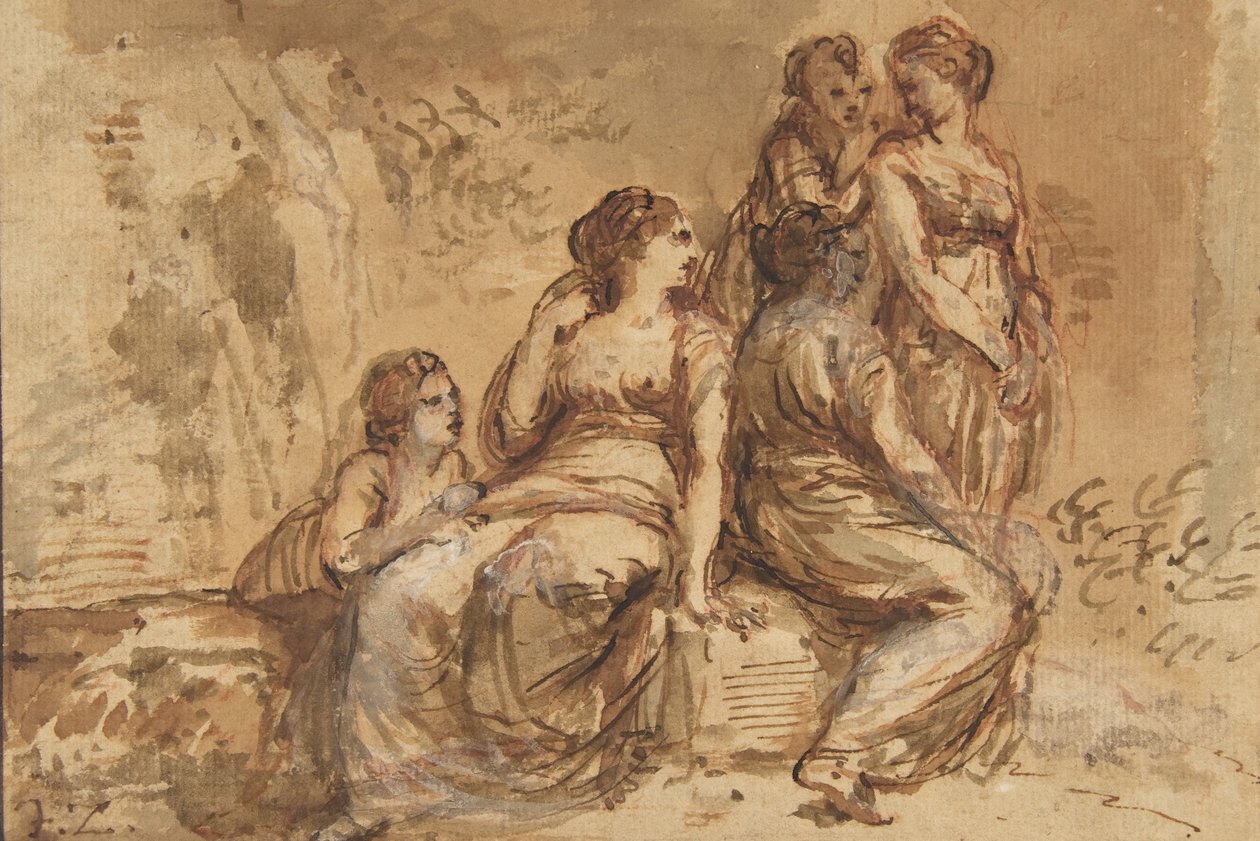 Öt fiatal nő egy tájban, 1702-88. alkotó: Francesco Zuccarelli