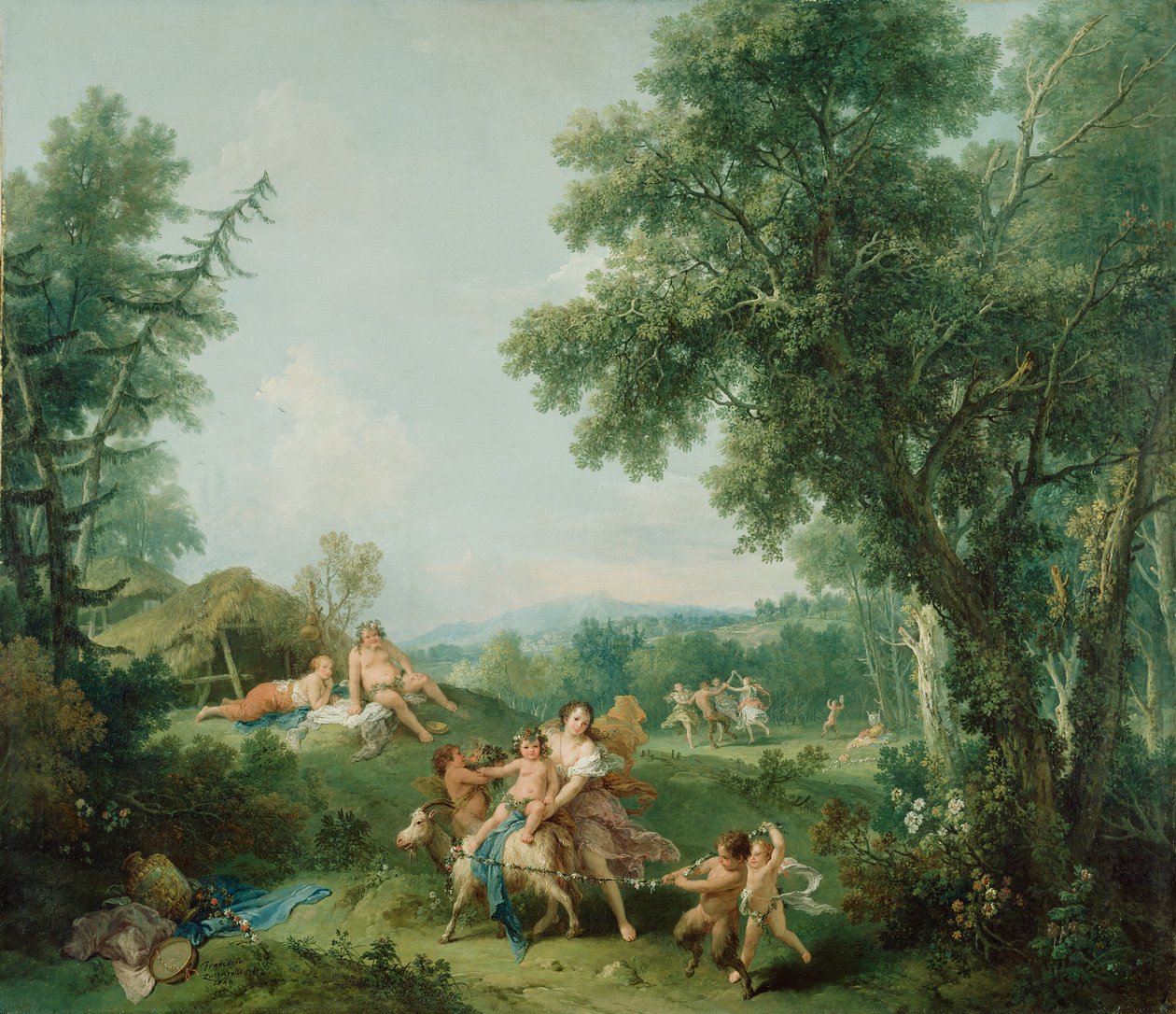 Táj Bacchus nevelésével, 1744 alkotó: Francesco Zuccarelli
