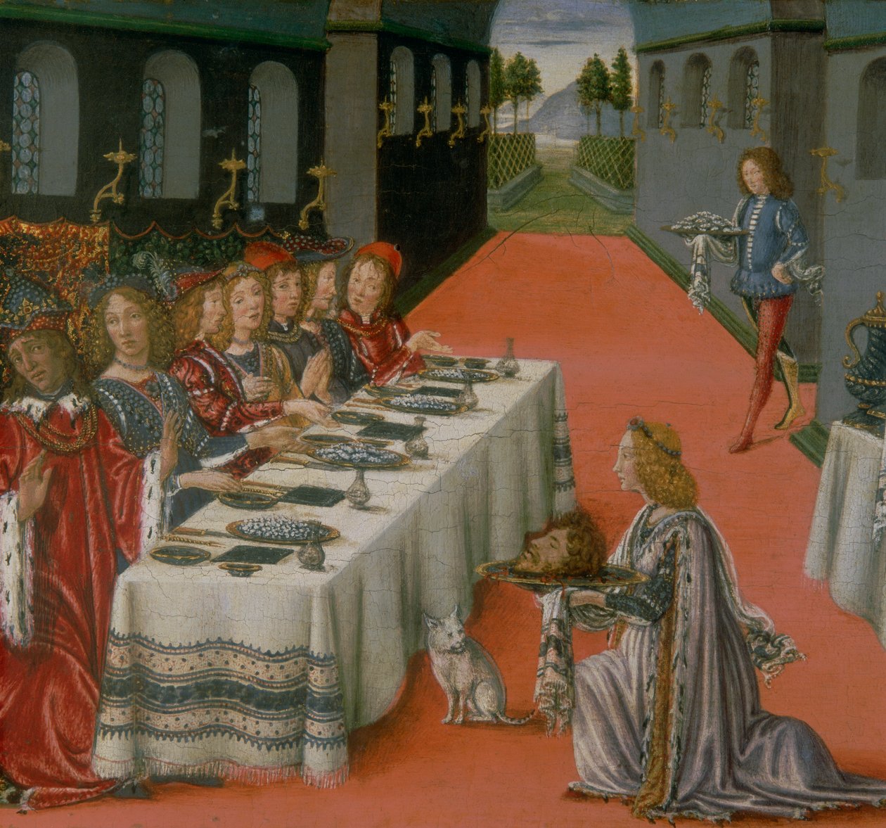 Heródes bankett. Epizód az Oltáriszentség Tabernákulumának predellájából alkotó: Francesco and Raffaello 1477 c.1520 Botticini