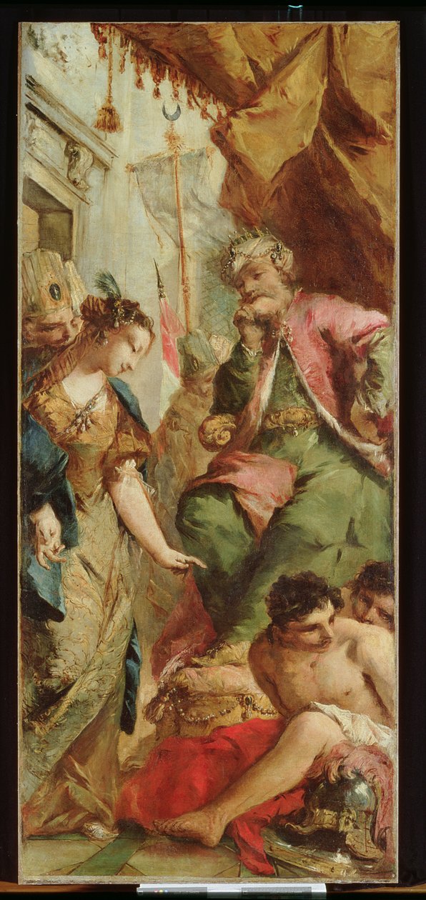 Sophronia kéri Aladin szaracén királyt, hogy engedje szabadon a keresztény foglyokat, 1760 körül (olaj, vászon) alkotó: Francesco and/or Gian Antonio (1699 1761) Guardi