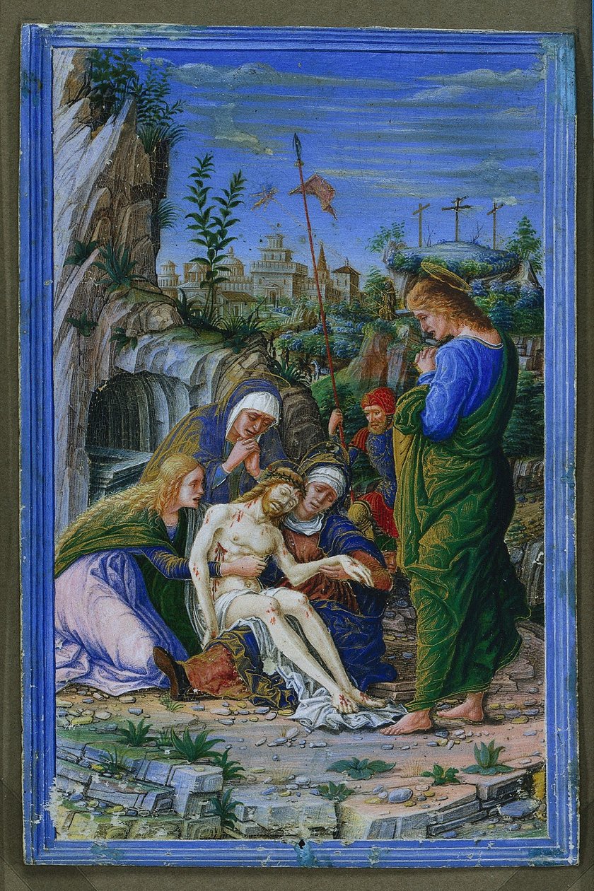 Egyetlen levél az órák könyvéből: Pieta, c. 1475-1485. alkotó: Francesco dai Libri