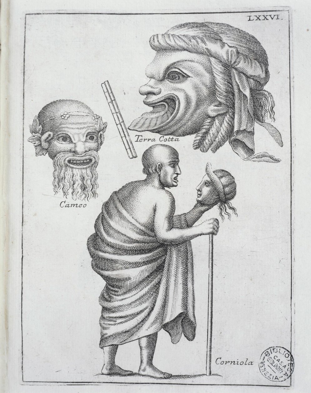 A klasszikus drámákhoz használt maszkok az ókori Rómában ... alkotó: Francesco de Ficonori