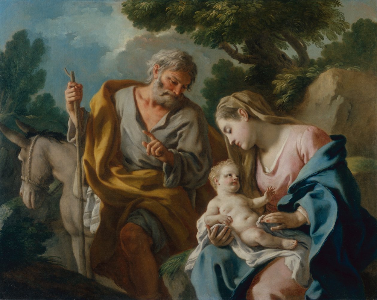 Pihenés az egyiptomi repülésen (olaj, vászon) alkotó: Francesco de Mura