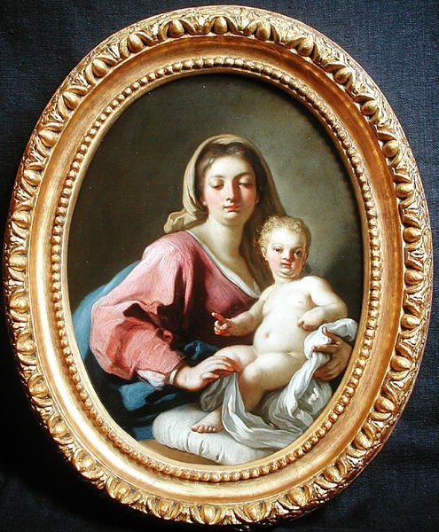 Szűz és gyermek (olaj, réz) alkotó: Francesco de Mura