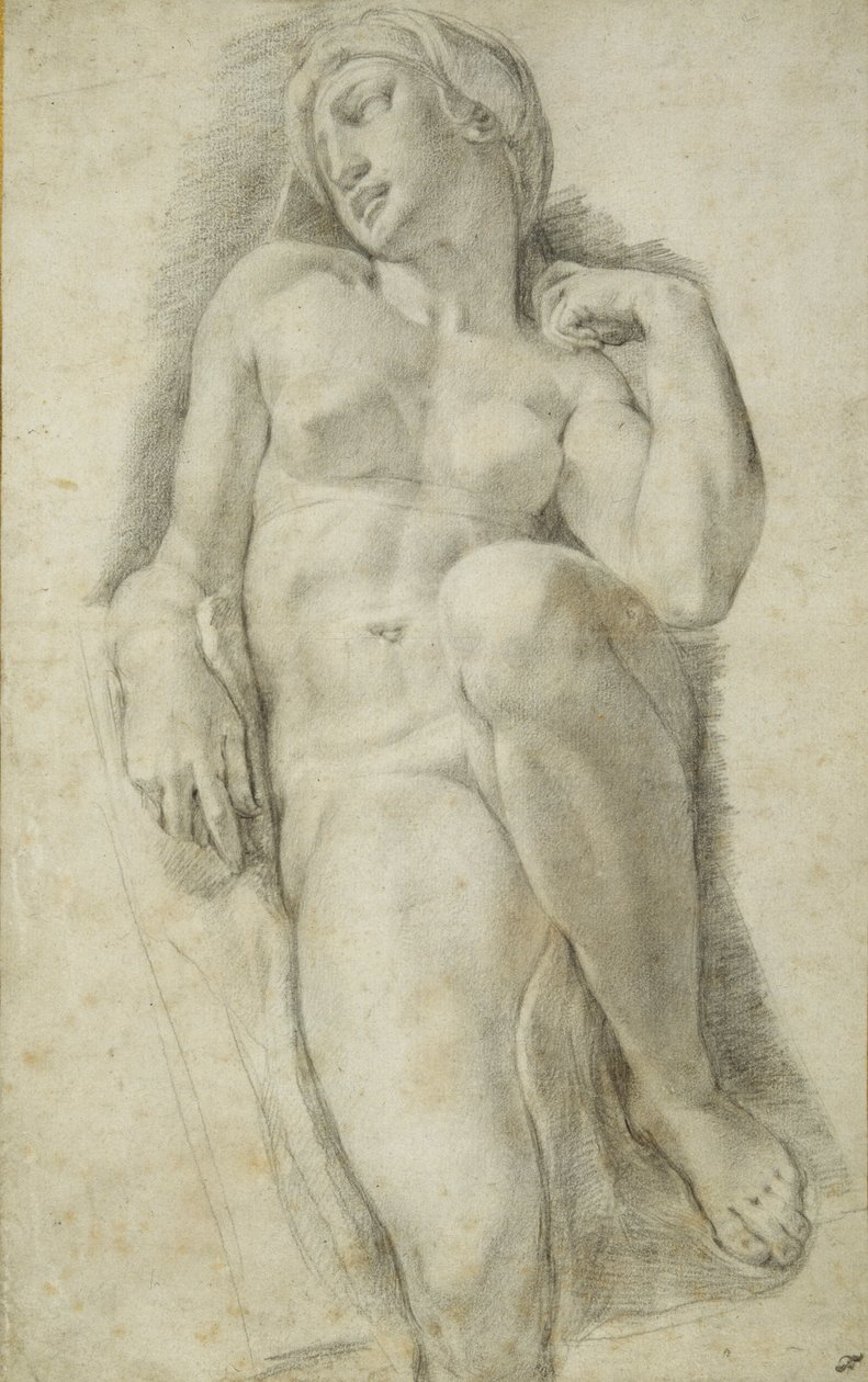 Aurora, Michelangelo Buonarroti után (fekete kréta fehér papíron) alkotó: Francesco de Rossi Salviati Cecchino