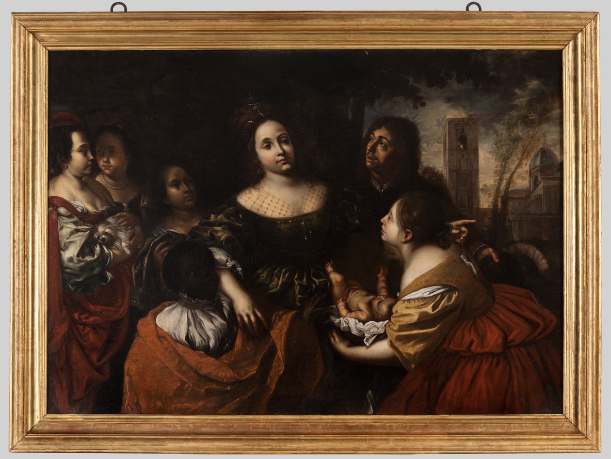 A fáraó lánya üdvözli a vízből megmentett Mózest, 1645 körül alkotó: Francesco del Cairo