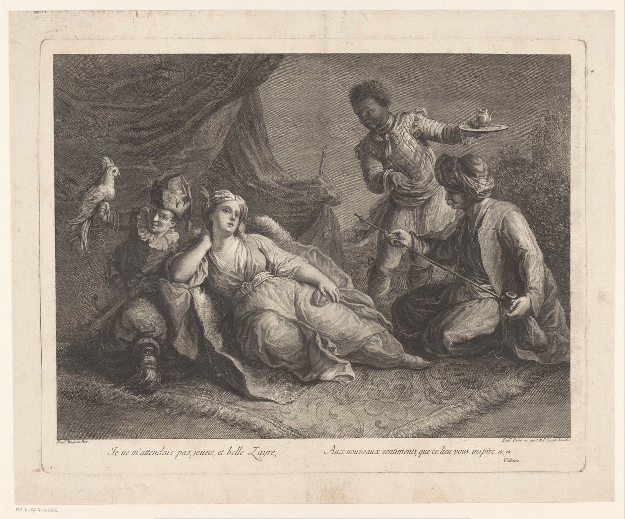 Nő feküdt egy szőnyegen Jelenetek Voltaire Zaire című drámájából (sorozat címe) alkotó: Francesco del Pedro