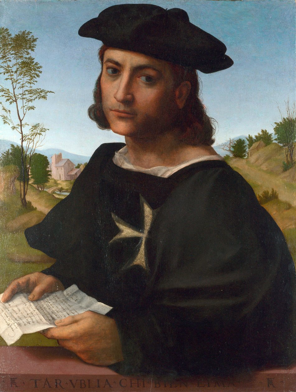 Egy rodoszi lovag portréja - Francesco di Cristofano dit Franciabigio (Marcantonio Franciabigio ou Francia Bigio) (1482-1525) Olaj, fa 1514 National Gallery, London 60,3x45,7 alkotó: Francesco di Cristofano Franciabigio