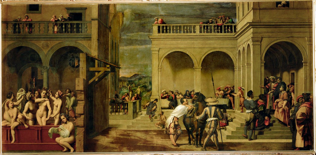 Az Uriah levél (festmény nyárfára) alkotó: Francesco di Cristofano Franciabigio