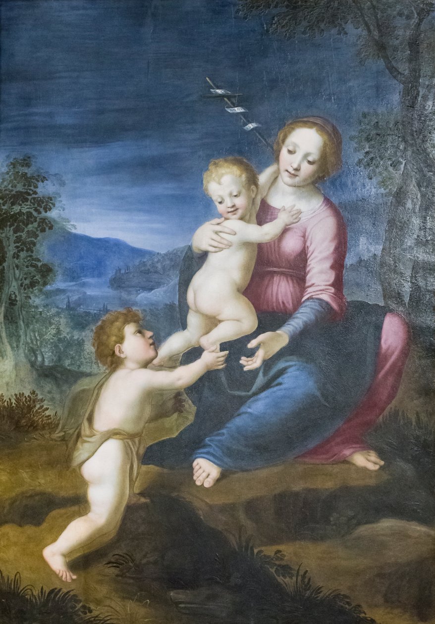 A Szűz Jézussal és Keresztelő Jánossal alkotó: Francesco di Cristofano Franciabigio