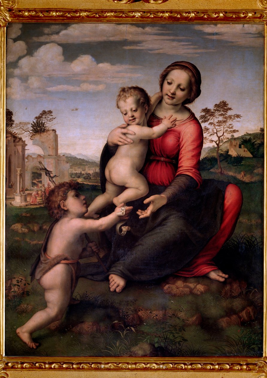 Szűz gyermekkel és Keresztelő János szenttel (festmény alkotó: Francesco di Cristofano Franciabigio