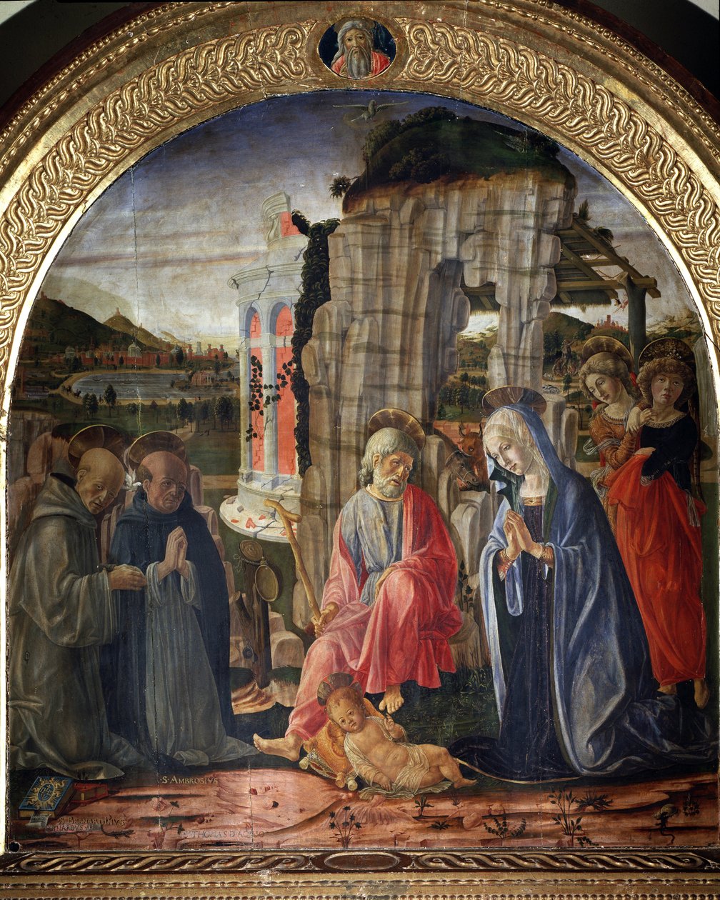 Betlehemes Szent Bernát és Aquinói Szent Tamás – Festészet alkotó: Francesco di Giorgio Martini