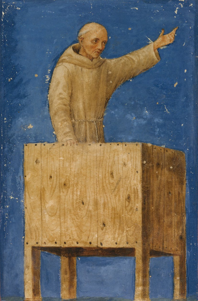 Szent Bernardino prédikáció a szószékről, kb. 1470-75. alkotó: Francesco di Giorgio Martini