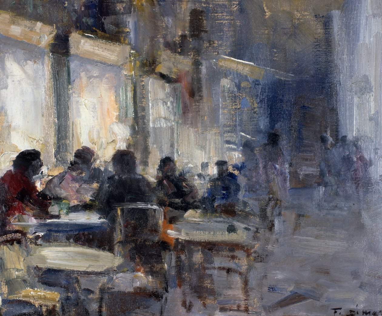 Schmidt kávézó éjjel, Francesco di Marino (1892-1954) alkotó: Francesco di Marino