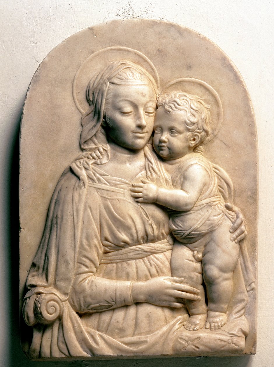 A Szűz a Gyermekkel. Márvány mélydombormű alkotó: Francesco di Simone da Fiesole Ferrucci