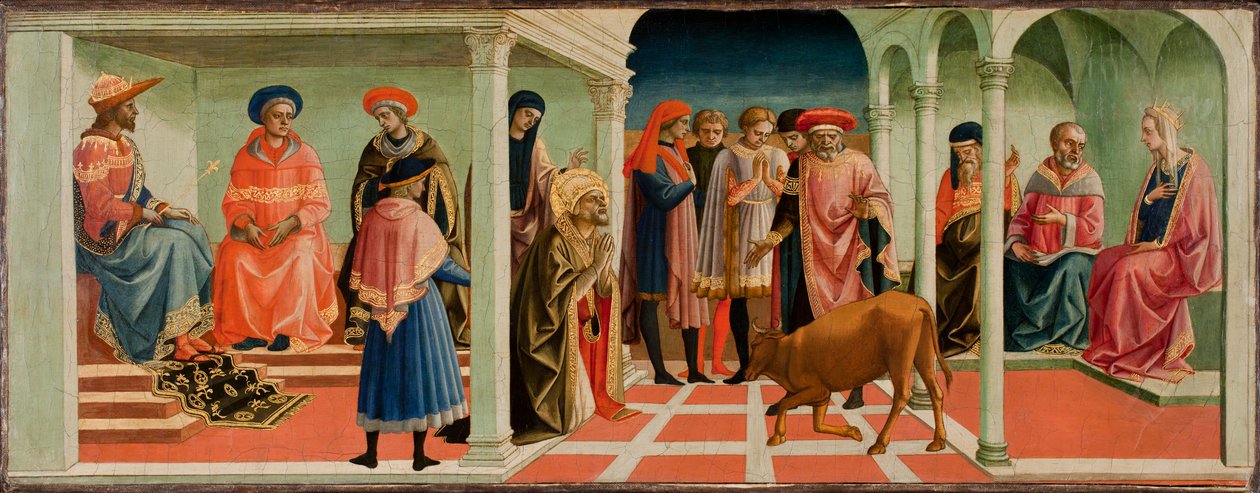 Szent Szilveszter csodája, 1450-es évek alkotó: Francesco di Stefano Pesellino