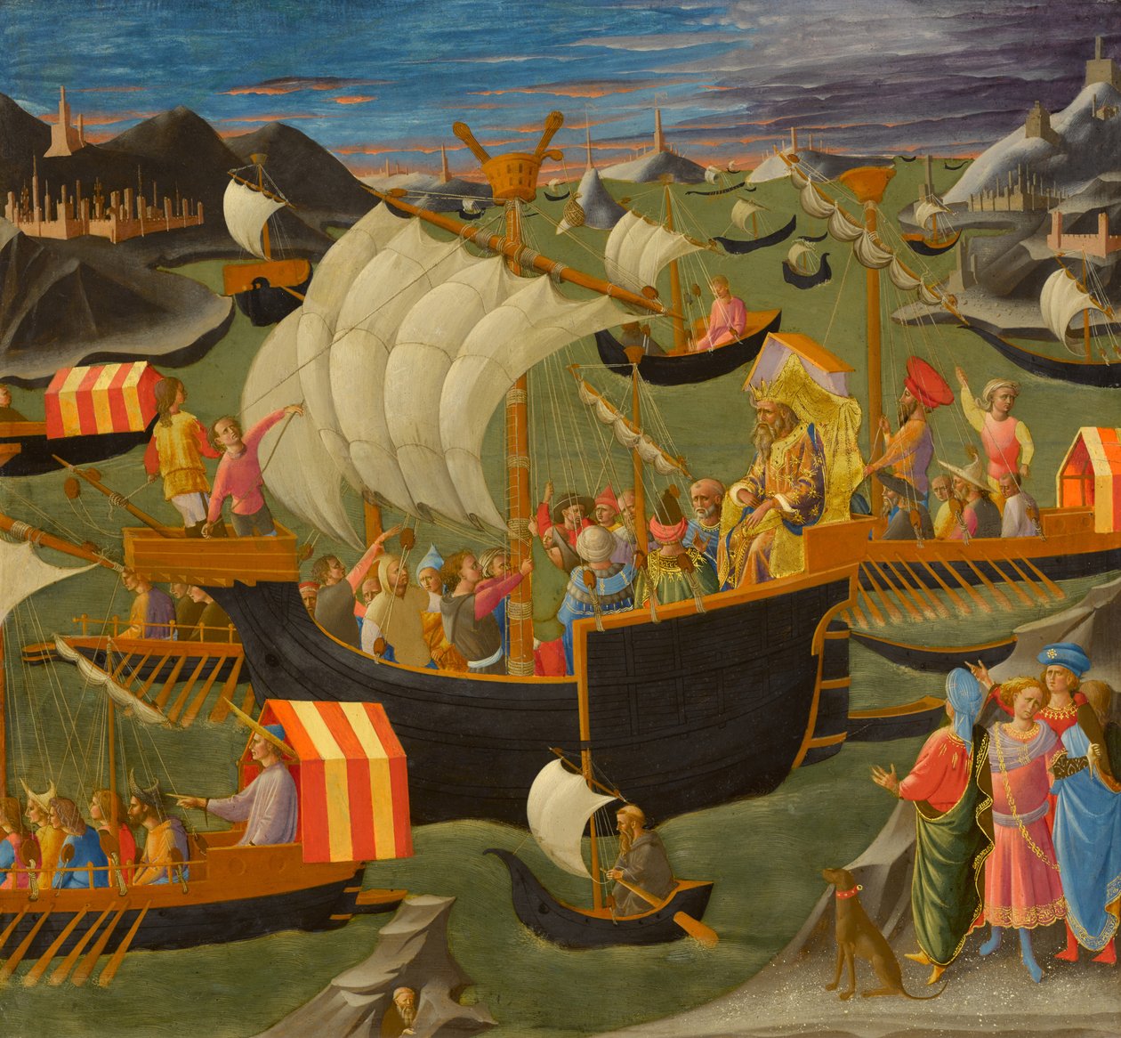 Melchior király vitorlás a Szentföldre, 1445-50 körül alkotó: Francesco di Stefano Pesellino