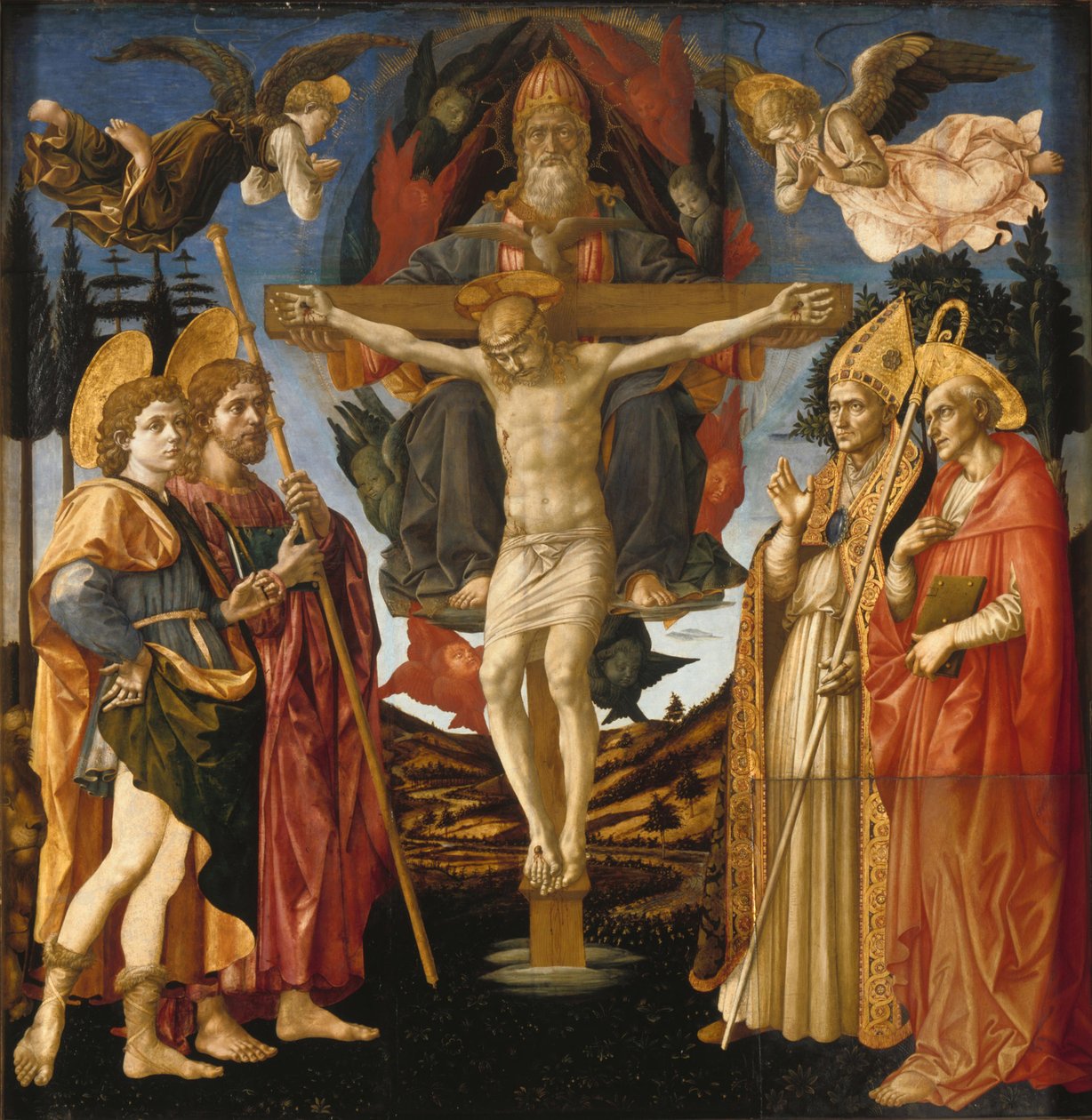 A Pistoia Santa Trinità oltárkép Szentháromság-táblája, 1455-1460 alkotó: Francesco di Stefano Pesellino