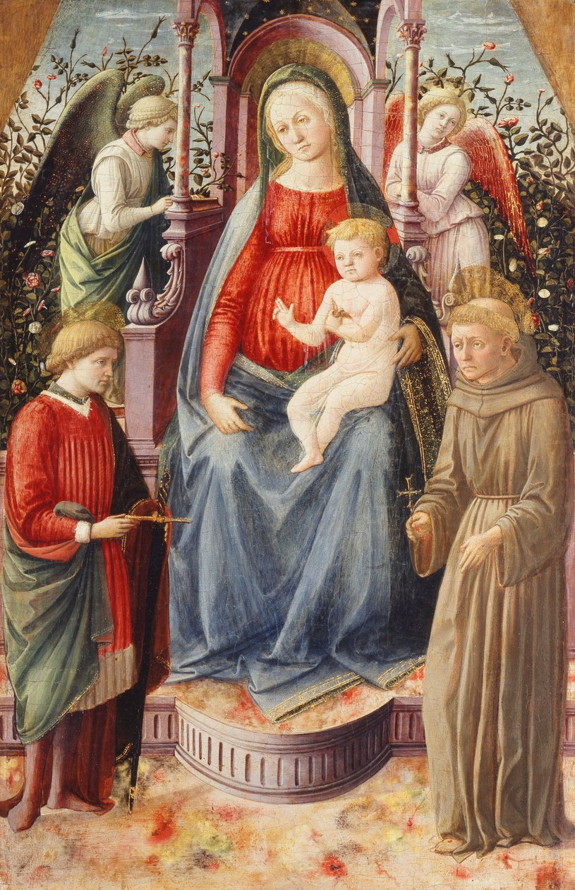 A Madonna és a gyermek Szent Julianusszal és Ferenccel, alkotó: Francesco di Stefano Pesellino