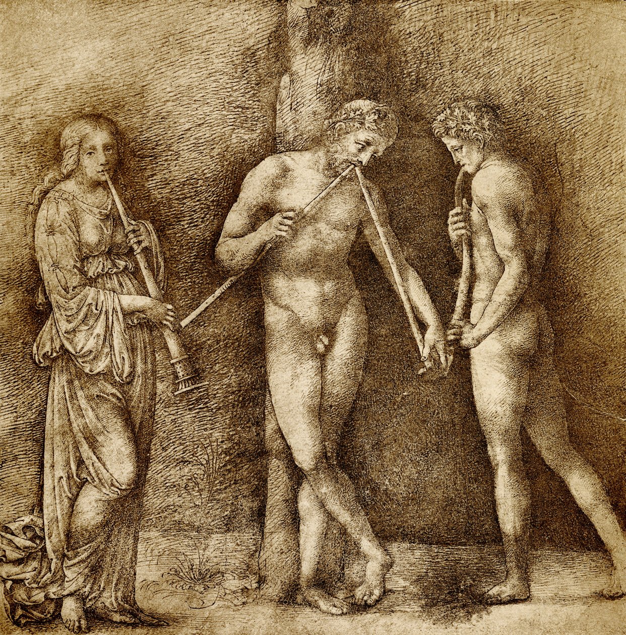 Három zenélő figura alkotó: Francesco school of Francia