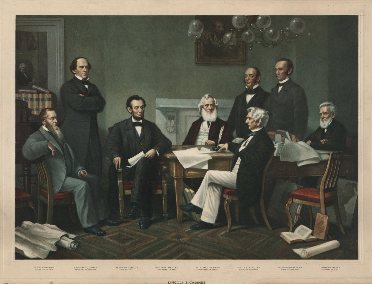 Lincoln kabinetje, kocsma. 1865 alkotó: Francis Bicknell Carpenter