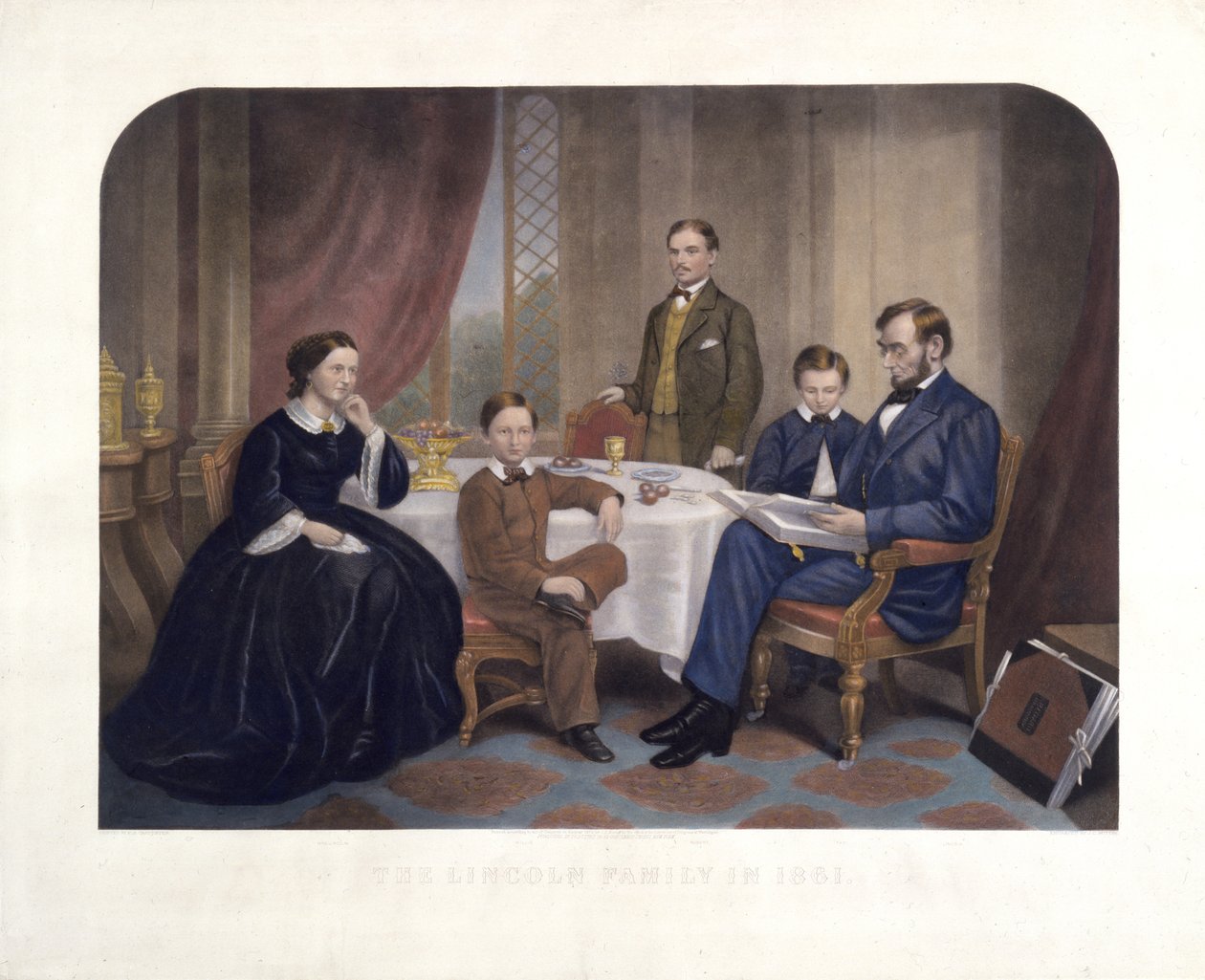 A Lincoln család 1861-ben, J.C. Buttre (1821-93) metszete, 1872. alkotó: Francis Bicknell Carpenter