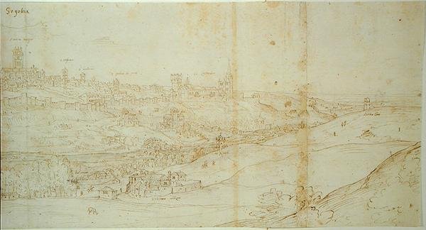 Segovia látképe, 16. század (toll és tinta, papír) alkotó: Francis Bicknell after Carpenter