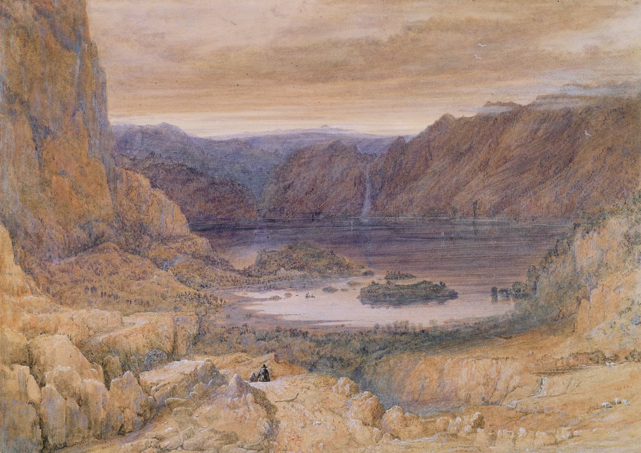 A Mountain Lake, Norvégia, 1827 körül (wc és gouache papíron) alkotó: Francis Danby