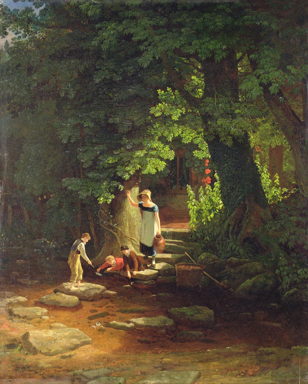 Gyermekek egy patak mellett, 1822 körül alkotó: Francis Danby