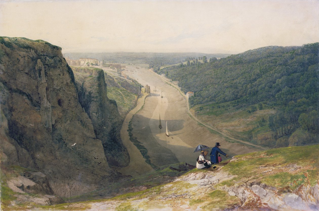 Az Avon-szurdok Cliftonra néz, 1820 körül (wc és testszín grafit felett, kikaparva szőtt papíron) alkotó: Francis Danby