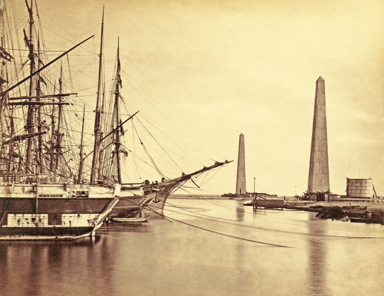 A Szuezi-csatorna bejárata Port Saidnál, 1856 körül (albumin nyomat) alkotó: Francis Frith
