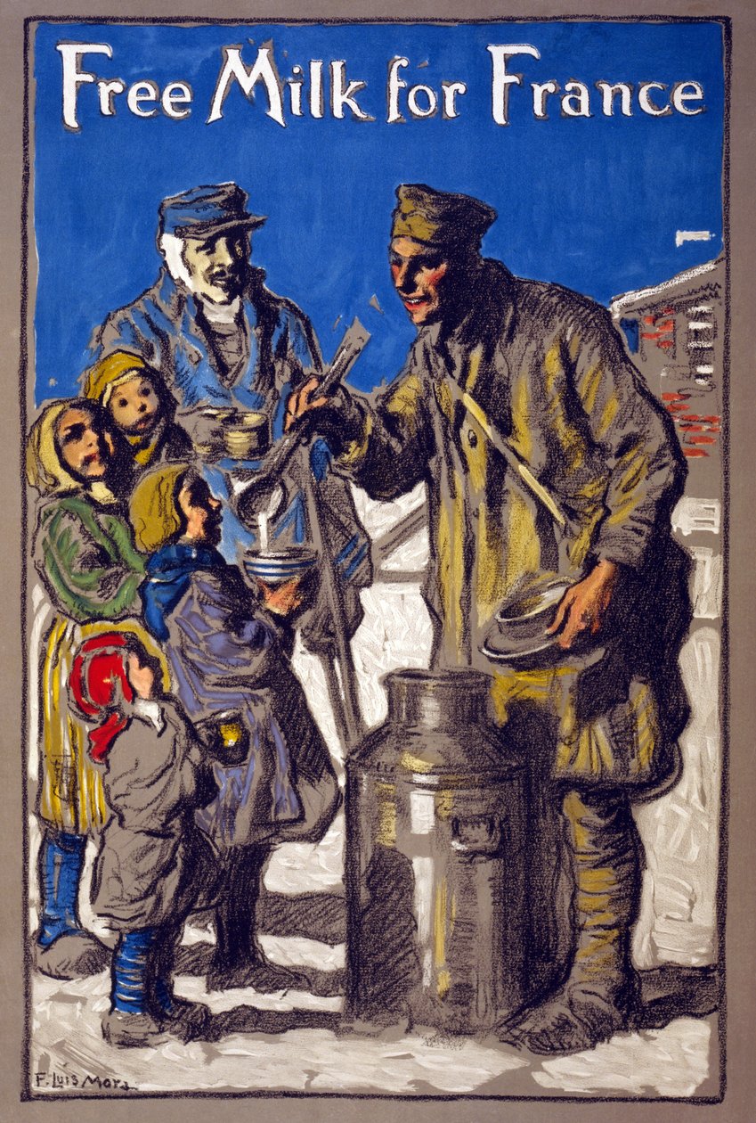 Ingyenes tej Franciaországnak, 1918 alkotó: Francis Luis Mora