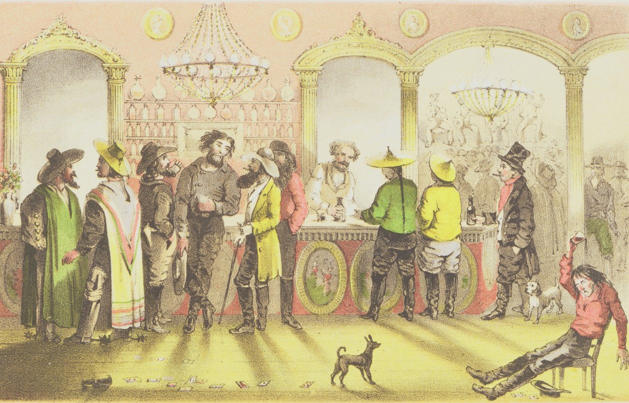 A szerencsejáték-szalon bárja, J. Brandard metszet, 1855 alkotó: Francis Samuel Marryat