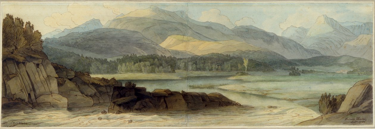 Elterwater, 1786. augusztus 12. (toll és barna tinta és wc papíron) alkotó: Francis Towne