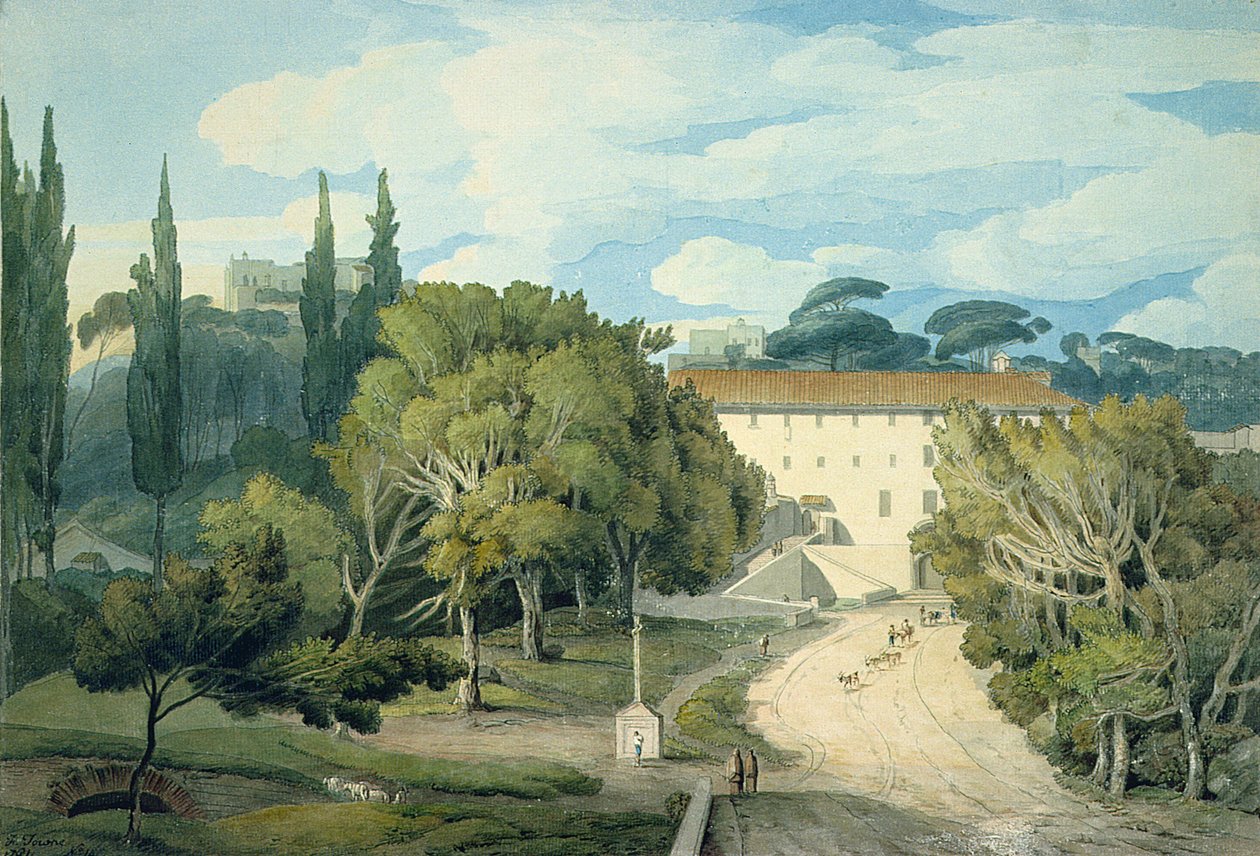 Szent Eufebio kolostor, Nápoly közelében (akvarell) alkotó: Francis Towne