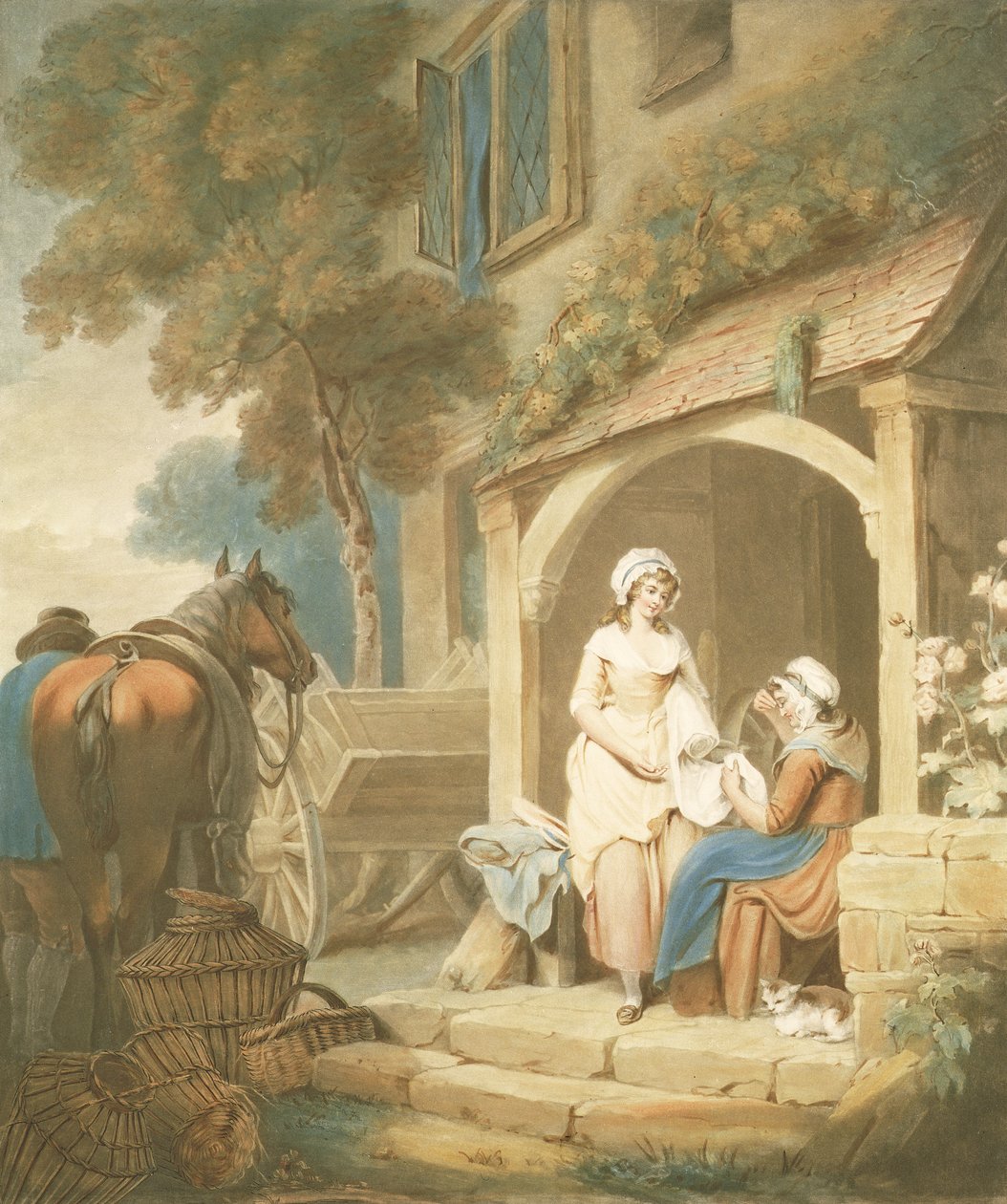 Piacról visszatért, W. Annis metszete, kocsma. Morgan und Pearce, 1803 (mezzotinta metszet) alkotó: Francis Wheatley