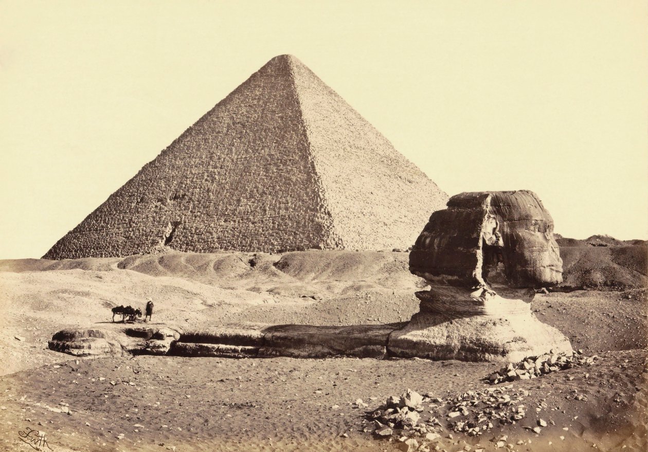 Nagy gízai piramis és szfinx, Egyiptom. 19. század. alkotó: Francis (after) Frith