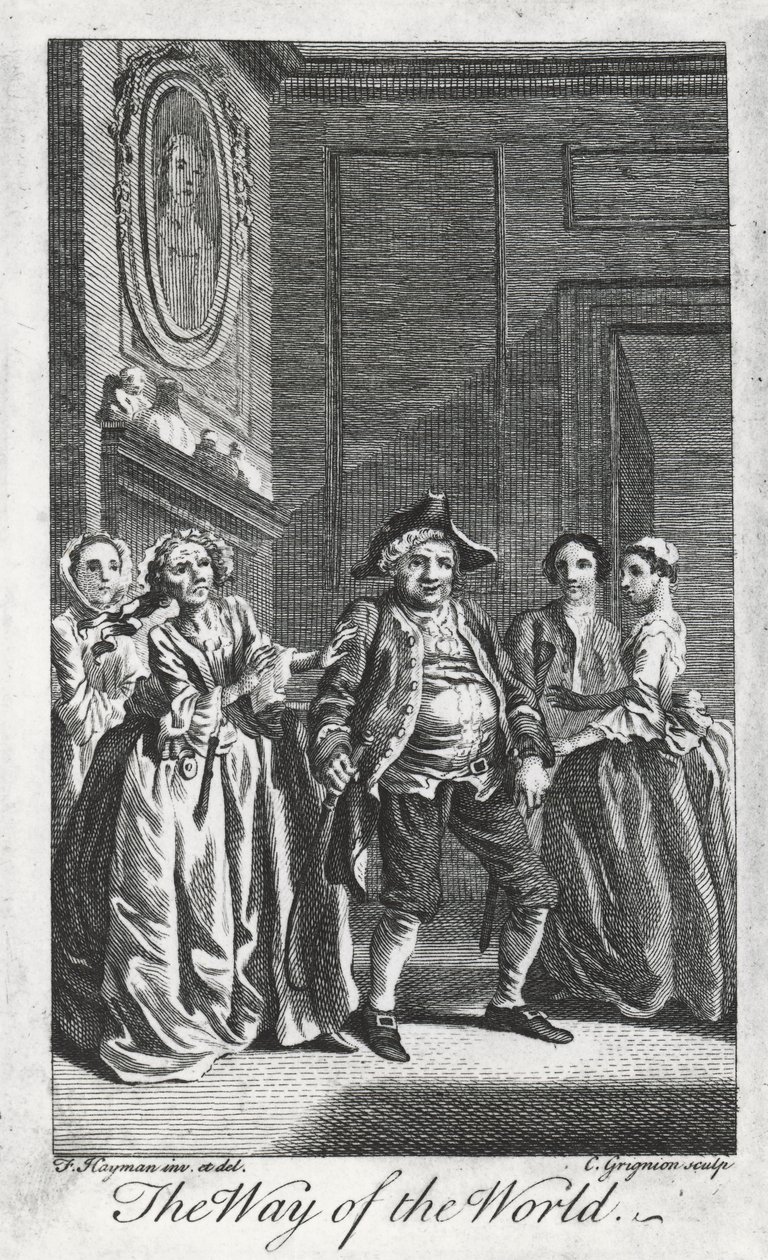Jelenet a Világ útjából, William Congreve (1670-1729), Charles Grignon metszete Francis Hayman rajzából a Lincoln