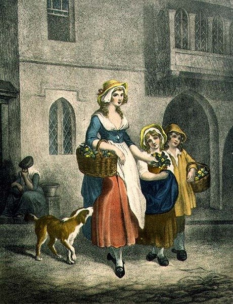 Két csomó egy fillért kankalin, két csokor egy fillér, 1. tábla a "Cries of London"-ból (nyomtatott) alkotó: Francis (after) Wheatley