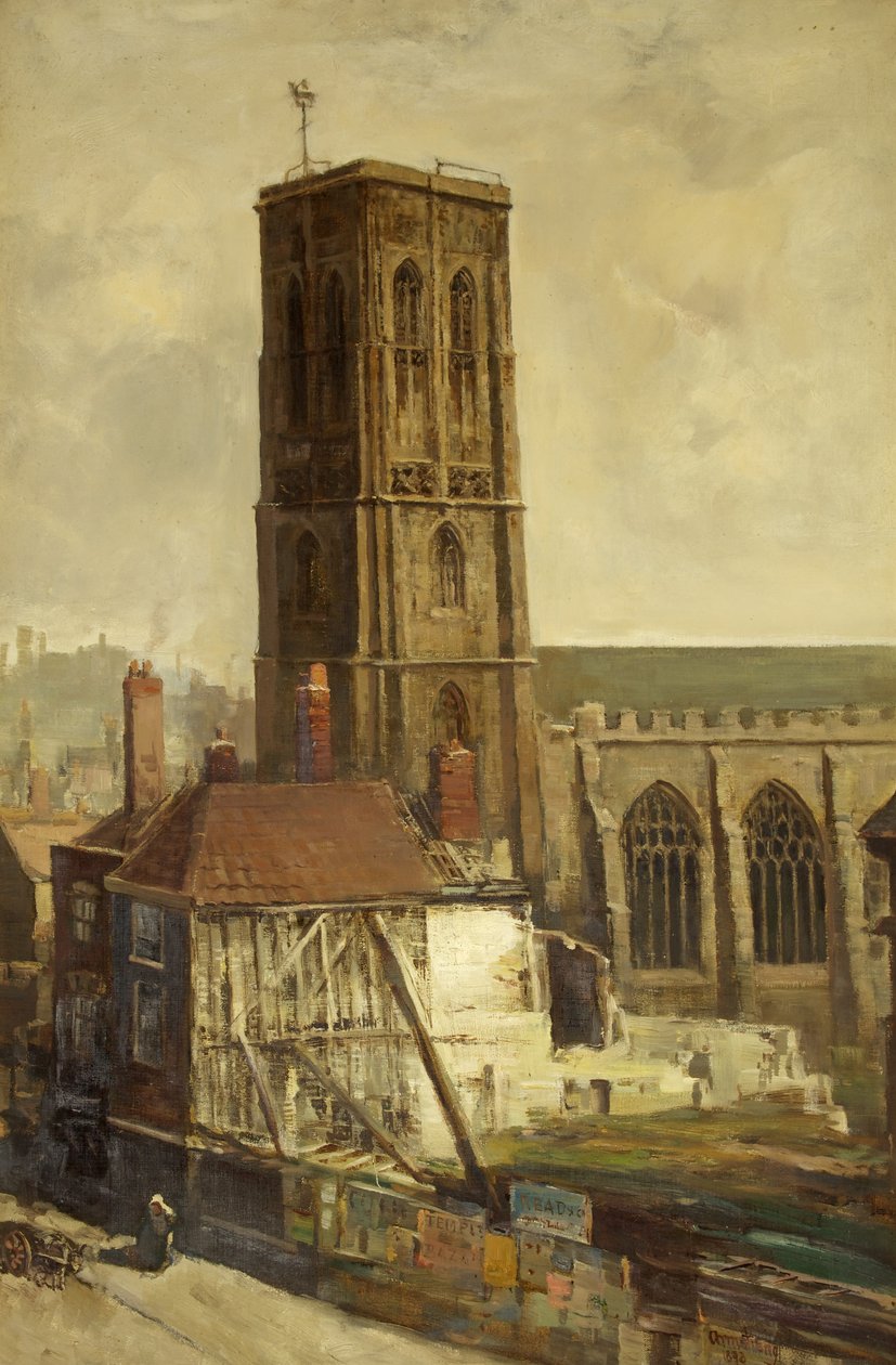 Kilátás a Temple Churchre (olaj, vászon) alkotó: Francis Abel William Taylor Armstrong