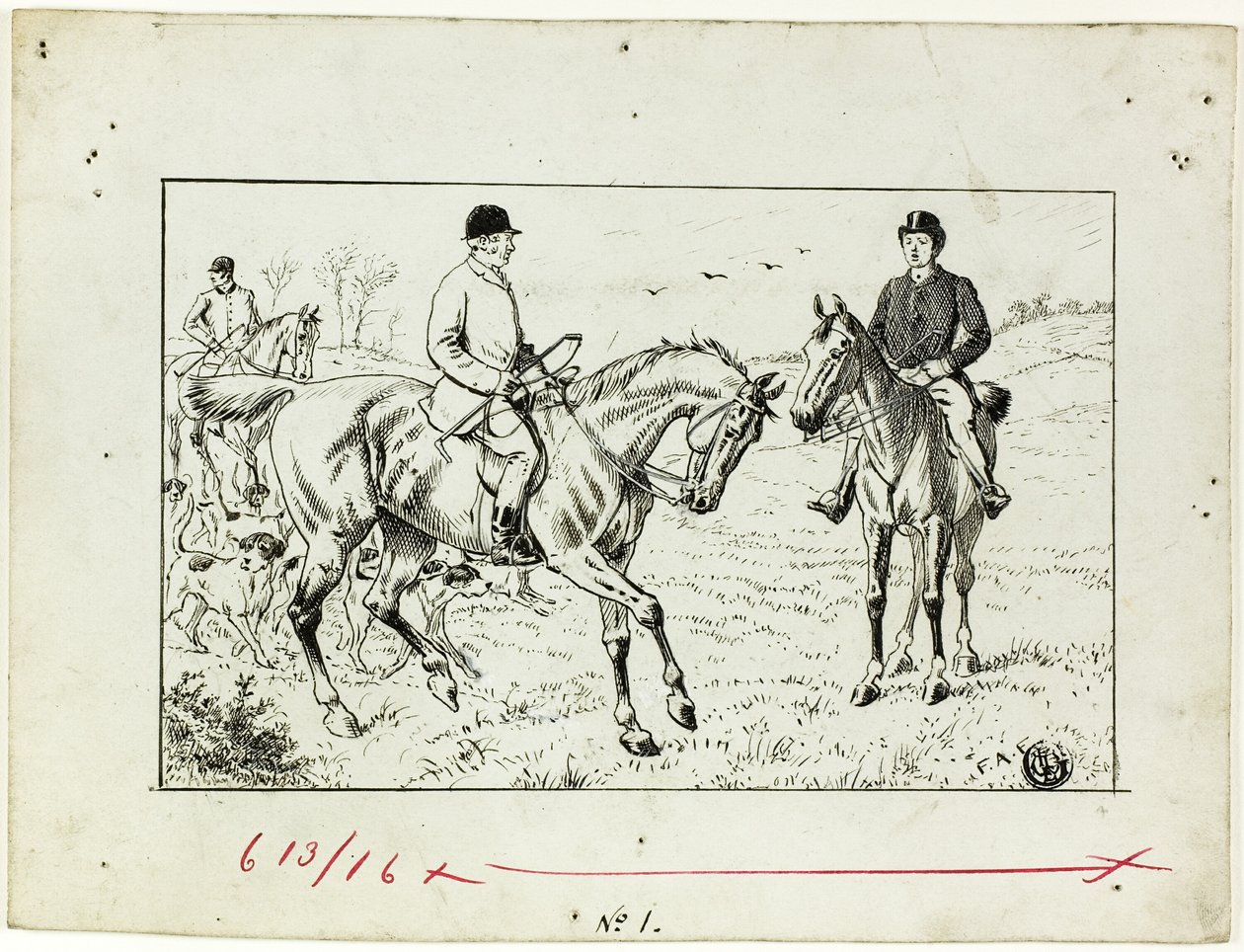 Három lovas egy vadászaton alkotó: Francis Arthur Fraser