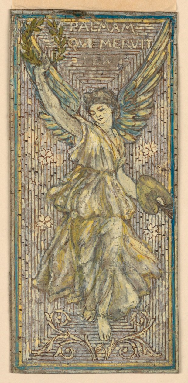 Tervezés mozaik vagy ólomüveg ablakhoz egy festő tiszteletére („Palmam Qui Meruit Ferat”) alkotó: Francis Augustus Lathrop