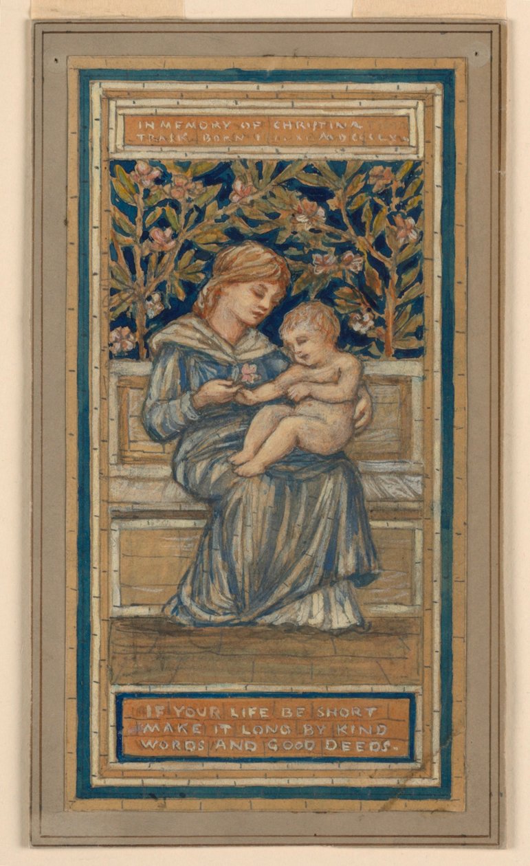 Tervezés ólomüveg ablakhoz Christina Trask emlékére alkotó: Francis Augustus Lathrop