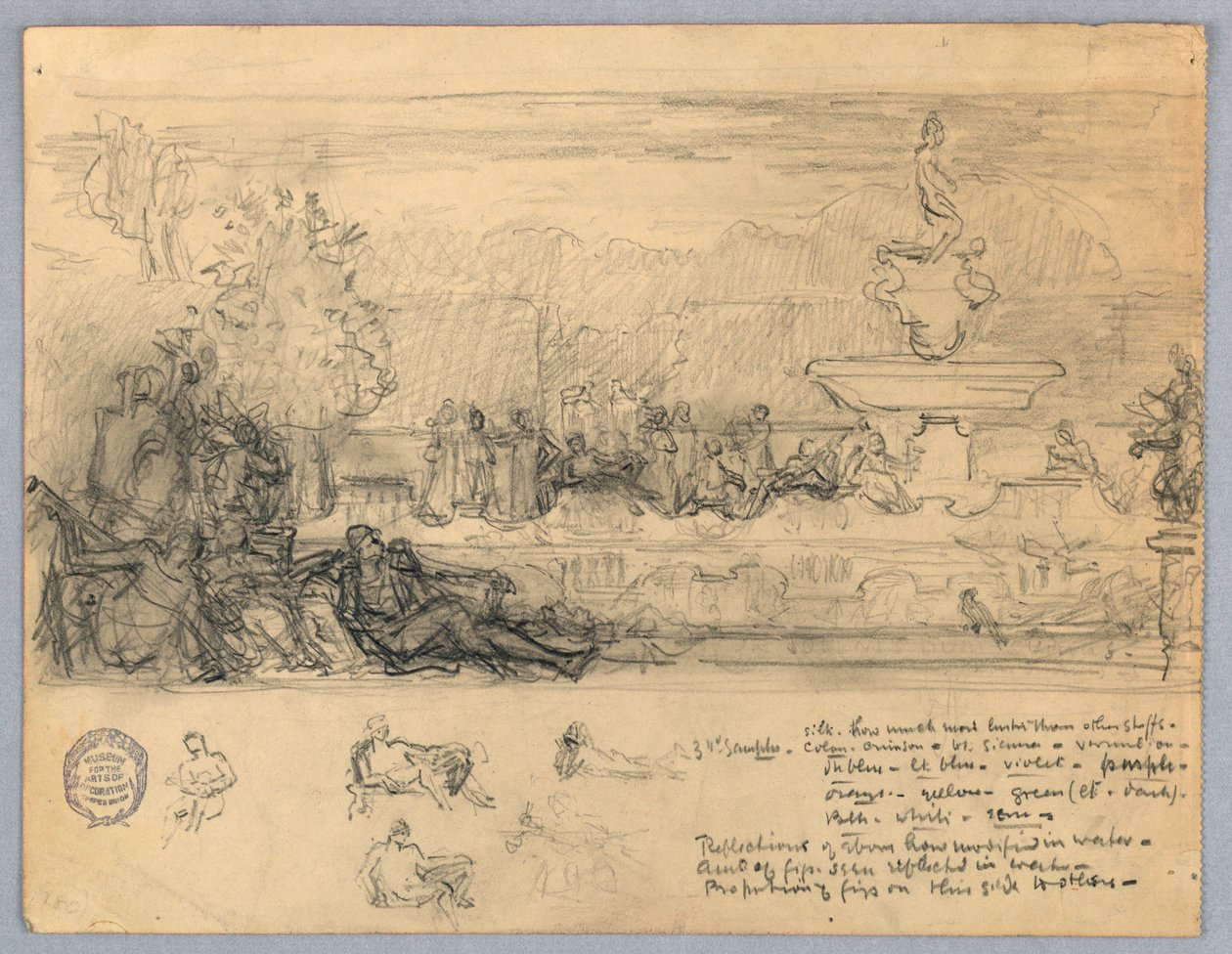 Tanulmány egy falfestmény vagy panel alkotó: Francis Augustus Lathrop