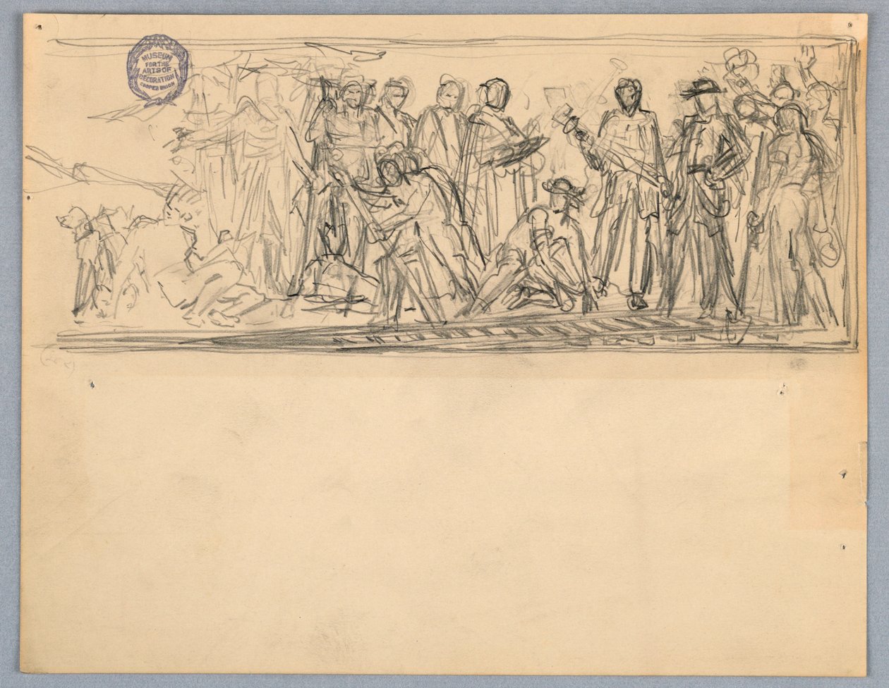 Tanulmány egy falfestmény vagy panel alkotó: Francis Augustus Lathrop