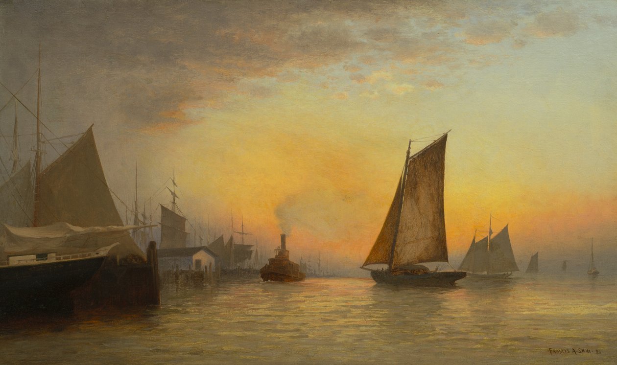 New York-i kikötő, NY, 1880 alkotó: Francis Augustus Silva