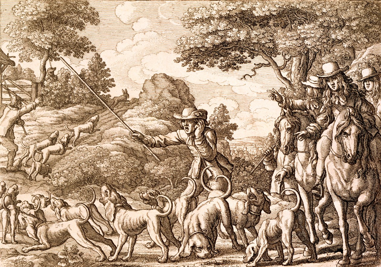 Nyúlvadászat, vésette Hollar Vencel, 1671 alkotó: Francis Barlow