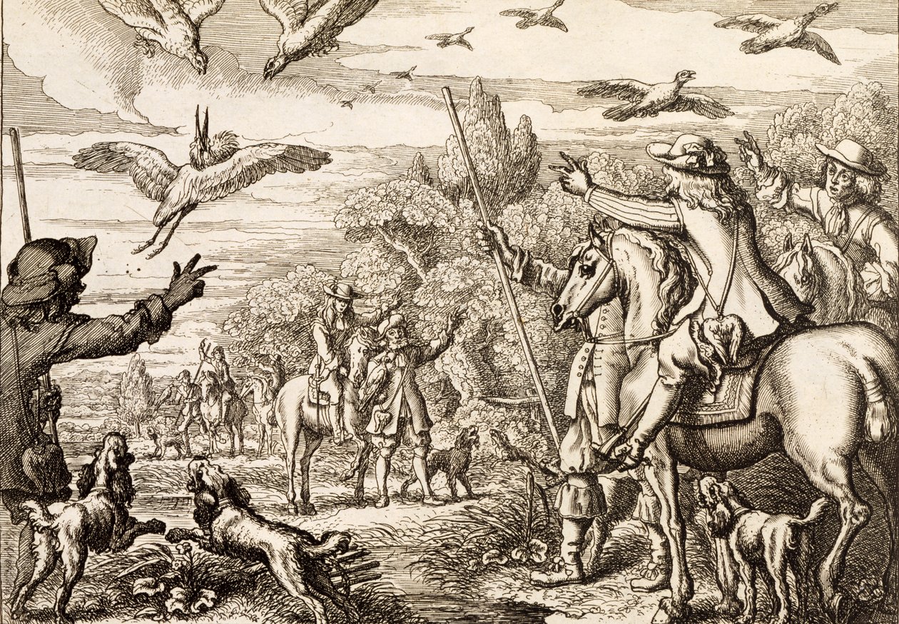 Heron Hawking, Wenceslaus Hollar metszete, 1671 alkotó: Francis Barlow