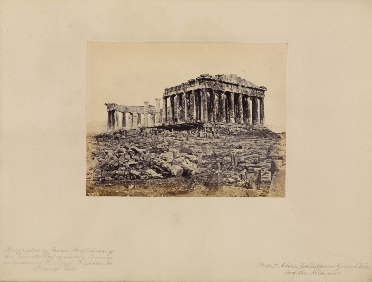 Athén - A Parthenon, általános nézet északnyugatról alkotó: Francis Bedford